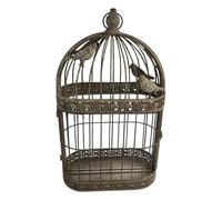 Stylish Rustic Bird Cage Wall Mirror 60cm - Vintage Patina Metal Frame with Bird Design Ideal for Indoor & Outdoor Décor, Perfect as a Window Box or Decorative Flower Display. (Grey)