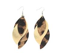 Stylish S Structure Personality Multilayer Leopard Print PU Leather Dangle Earrings For Women Fashion Statement Jewelry Stylish Drop Earrings