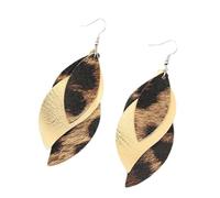 Stylish S Structure Personality Multilayer Leopard Print PU Leather Dangle Earrings For Women Fashion Statement Jewelry