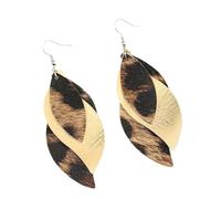 Stylish S Structure Personality Multilayer Leopard Print PU Leather Dangle Earrings For Women Fashion Statement Jewelry Leopard Print Earrings
