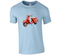 Stylish Scooterist T-Shirt - Vespa & Lambretta Inspired Design! Mod (UK, Alpha, XL, Regular, Regular, Sky)