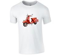 Stylish Scooterist T-Shirt - Vespa & Lambretta Inspired Design! Mod (UK, Alpha, XXL, Regular, Regular, White)