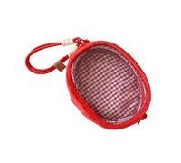 Stylish See Through Cubes Shaped Bag with Fun Fruit Prints Small Doll Pouches Portable Storage Bag for Daily Use and Trip PVC Cosmetic, Red, Mass Beauty