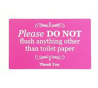 Stylish Self Adhesive Pink Sign, Plaque for Toilet, Bathroom, W.C, Septic Tank - Please do not flush anything other than toilet paper.