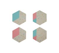 Stylish Set Of 4 Hexagonal Cork Coasters, Hexagonal Design Set Of 4 Coasters, Durable Coasters For Kitchen