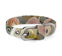 Stylish Shabby Chic Flowers Dog Collar with Stainless Steel Buckle Lightweight Cute Printed Cat Collar Adjustable Pet Collars for Small Medium Large Dogs and Cats