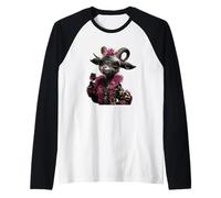 Stylish Sheep Portrait Fashion Farm Animal Lamb Pink Round Raglan Baseball Tee
