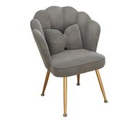 Stylish Shell Shaped Velvet Armchair Modern Accent Chair for Living Room Dining Room Cozy Bedroom Relaxation & Reading Chic Lounge Fur (A6)