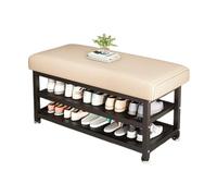 "Stylish Shoe Bench with Padded Seat Metal Frame & Stable Partition - Perfect for Entryway Living Room & Hallway Storage - Modern Design in White"