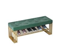 Stylish Shoe Storage Bench with Cushioned Seat Entryway Ottoman & Shoe Rack for Hallway & Mudroom - Green 100x25cm Perfect End of Bed