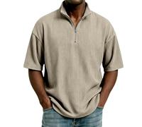 Stylish Short Sleeve Polo Shirts Men Big Tall Textured Loose Fit Summer Tops 1/4 Zip Lapel Collar Casual Golf Tshirt Cotton Moisture Wicking Outdoor Fishing Hiking Top Gym Workout Active Pullover Tees