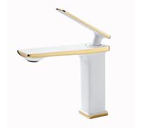 Stylish Single Bathroom Faucet - Dual Temperature Compatible with 1-Hole Sink High Modern Black & White Finish Perfect for Contemporary Bathrooms