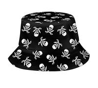 Stylish Skull Bucket Hat Sun Protection Packable Lightweight and Breathable Summer Hat Unisex for Women Men, Pirate Skulls With Crossed Swords, One size