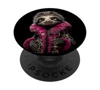 Stylish Sloth Portrait Fashion Animal Wine Glass Graphic PopSockets Adhesive PopGrip