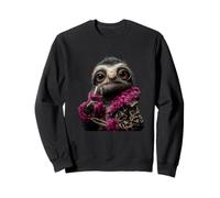 Stylish Sloth Portrait Fashion Animal Wine Glass Graphic Sweatshirt