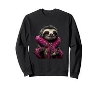 Stylish Sloth Portrait Fashion Animal Wine Glass Graphic Sweatshirt
