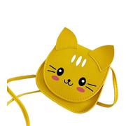 Stylish Small Handbag For Girls Adjustable Shoulder Strap Cats Design Practical PU Leather Construction Crossbody Bag