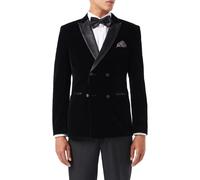 Stylish SMITH Velvet Double Breasted Tuxedo Blazer XPOSED Black 46