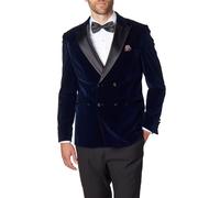 Stylish SMITH Velvet Double Breasted Tuxedo Blazer XPOSED Navy 46