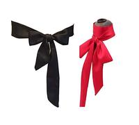 Stylish Soft Scarf Ribbon Scarf Long Skinny Satin Belt Sash Necktie Neck Scarf Choker for Women, Red+black, 200 cm