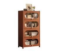 Stylish Solid Wood Bookshelf60cm Wide Floor Standing Bookcase with Door Modern Storage Shelves for Living Room Home Office & LibraryElegant Brown Finish