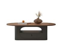Stylish Solid Wood Coffee Table Walnut Multilayer Tea Table with Quiet Clean Guides & Rounded Corners for Living Room & Office (Black 120x60x38cm)