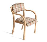 Stylish Solid Wood Dining Chairs with Armrests - Upholstered Kitchen & Living Room Accent Chairs Max Load 150kg Elegant Lounge Seats for Office Café & Reception (Grid B)