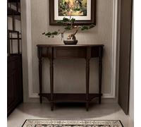 Stylish Solid Wood Half Moon Table with Storage Drawer - Entryway Console Table for Living Room, Hallway & Entrance Decor (Dark Walnut, 100x38x88cm)
