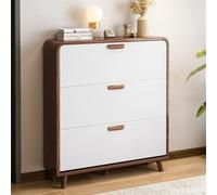 Stylish Solid Wood Shoe Rack Space Saving Design Independent and Hidden Storage for Entryway & Hallway Brown White 80cm L x 24cm W x 120cm H Modern Storage Solution