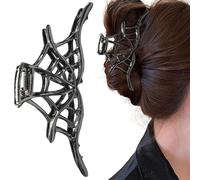 Stylish Spider Web Hair Claws Metal Spider Web Hair Clips Alloy Halloween Hair Clips Halloween Accessories Punk Y2K Style Black Spider Web Design