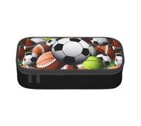 Stylish Sports Ball Printed Zipper Pencil Case Large Capacity Multi-Functional Organizer Aesthetic Cosmetic Bag Portable Pen Pouch For Organizing Pencils Makeup Accessories And School Office College