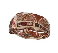Stylish sports headband with Christmas Village House printed design suitable for running fitness and hiking