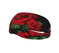 Stylish sports headband with Gothic Rose printed design suitable for running fitness and hiking