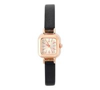 Stylish Square Metal Case Analog Quartz Wrist Watch with Scratch-Proof PU Strap Long Service Time Pin Buckle Easy Adjust for Women (Brown) (Black)