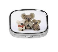 Stylish Square Pill Case Koala Metal Pill Box 2 Compartment Medicine Pill Case Holder, Portable Pill Organizer Dispense Box, Travel Small Pill Box for Purse & Pocket