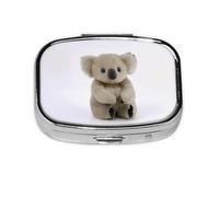 Stylish Square Pill Case Lovely Koala. Metal Pill Box 2 Compartment Medicine Pill Case Holder, Portable Pill Organizer Dispense Box, Travel Small Pill Box for Purse & Pocket