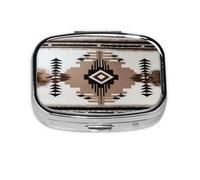 Stylish Square Pill Case Native Metal Pill Box 2 Compartment Medicine Pill Case Holder, Portable Pill Organizer Dispense Box, Travel Small Pill Box for Purse & Pocket