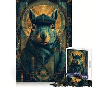 Stylish Squirrel Portrait with Art Deco Elements 1000 Piece Jigsaw Puzzle for Teenagers Recall Upgrade Calm Mind Clear Cut Art Collectible 38x26cm
