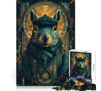 Stylish Squirrel Portrait with Art Deco Elements Jigsaw 1000 Pieces for Teenagers Logic Boost Toy Calming Play Premium Edge Art Collectible 38x52cm