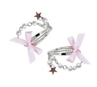 Stylish Star Hair Clip Decoration Lovely Chain Hair Clip with Star Pendant Beautiful Bowknot Hair Pin Accessory