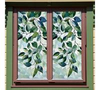 Stylish static cling privacy window film with nature-inspired foliage pattern, suitable for windows and glass doors in various rooms (D18073-45 * 100cm)