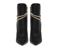 Stylish Stiletto Heel Ankle Boots for Women,Sexy Pointed Toe Artificial Leather Party High Heel Short Booties, with Metal Chain Classic Side Zipper Evening Dress Booties,4 UK