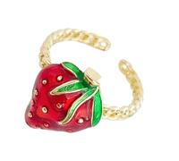 Stylish Strawberry And Cherrys Rings Realistic Look Comfortable Fit Great Gifts For Fashionable Women Casual Wear Fashionable Women's Rings
