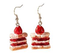 Stylish Strawberry Cake Earrings For Women Handmade Fun Food Ear Rings Eardrop Jewelry Handmade Fashionable Ear Embellishments