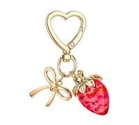 Stylish Strawberry Themed Keychain with Heart Clasp for Decorating Handbags and Wallets Decoration Hanging Solution
