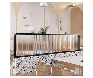 Stylish Striped Glass Room Divider - Elegant Decorative Partition for Restaurants Bars & Dining Areas Low Fence Desk Divider Semi-Privacy Grille Screen for Modern Spaces