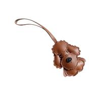 Stylish Sturdy PU Leather Dog Charm Keychain Accessory For Car Or Bag Decoration With Sturdy Braided Strap Daily Use Soft Plush Keyring