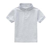 Stylish Summer Casual Gentleman T Shirt for Toddler Boys and Girls Short Sleeve Holiday Solid Color Top (Grey, 5-6 Years)