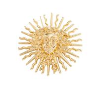 Stylish Sun Divinity Raised Brooch Metallic Finish Elegant Corsage Pin Jewelry for Casual and Formal Outfits Trendy Chest Pin