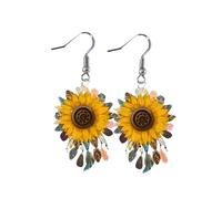 Stylish Sunflowers Dangle Acrylic Earrings Trendy Lightweight Jewelry For Women Fashion Ear Accessories Floral Earrings